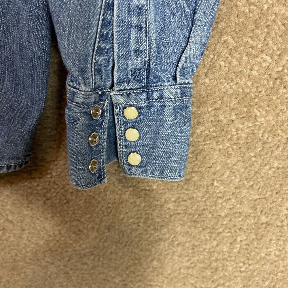 Levi's Western Shirt Shacket Womens Size Small Blue Denim Long Sleeve Pearl Snap - Picture 9 of 9